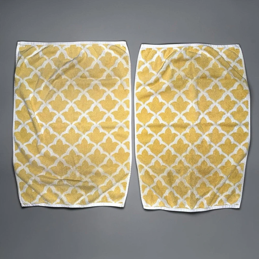POTTERY BARN Set Of 4 Marlo Marigold Organic Cotton Turkish Towels 2 Bath 2 Hand